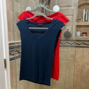 Theory Vibrant Red Short Sleeve Top and blue top bundle